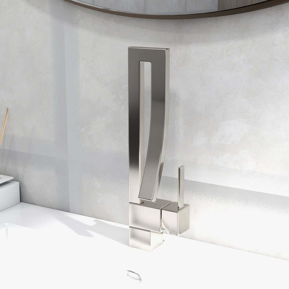 Modern Brass Waterfall Bathroom Faucet with Single Handle