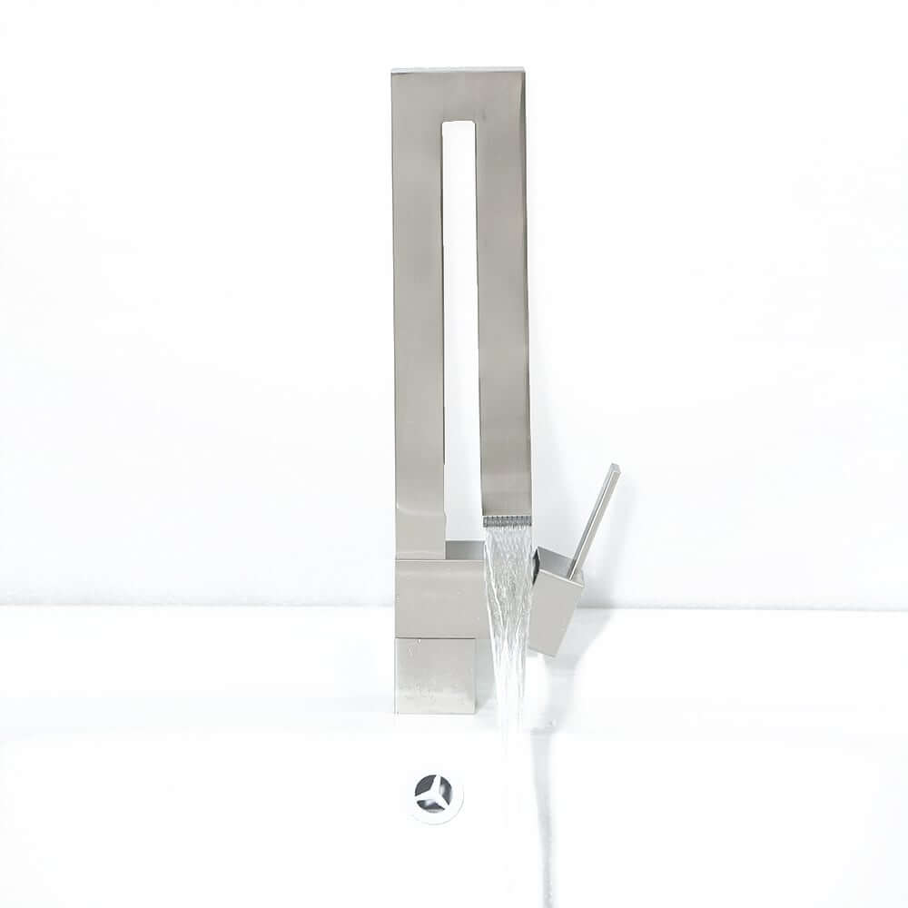 Modern Brass Waterfall Bathroom Faucet with Single Handle