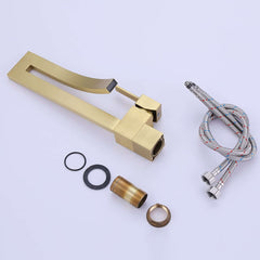 Modern Brass Waterfall Bathroom Faucet with Single Handle