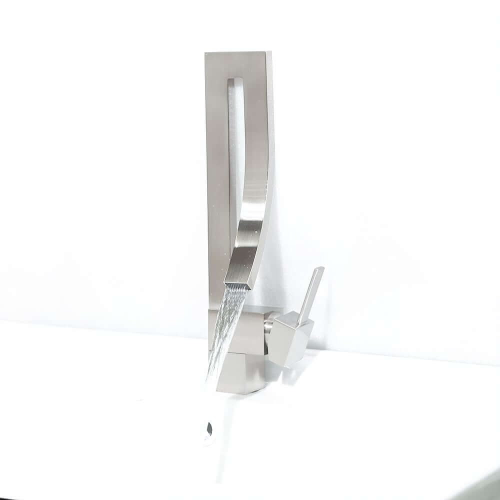 Modern Brass Waterfall Bathroom Faucet with Single Handle