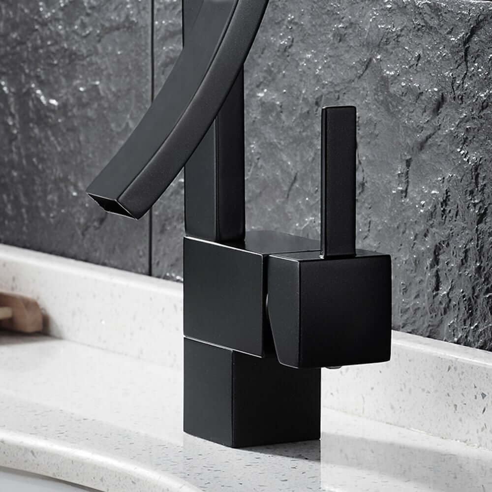 Modern Brass Waterfall Bathroom Faucet with Single Handle