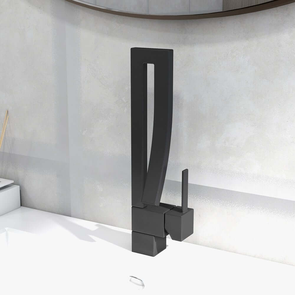 Modern Brass Waterfall Bathroom Faucet with Single Handle