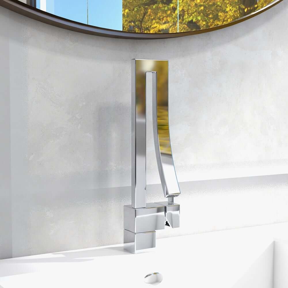 Modern Brass Waterfall Bathroom Faucet with Single Handle