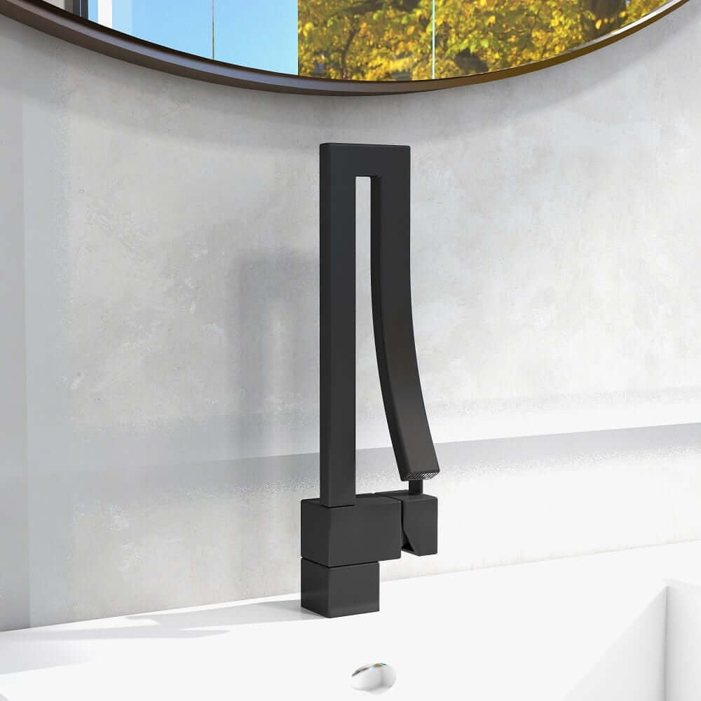 Modern Brass Waterfall Bathroom Faucet with Single Handle