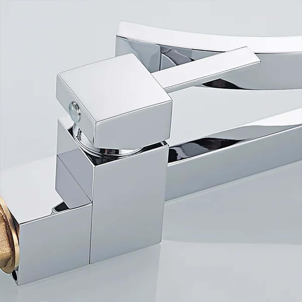 Modern Brass Waterfall Bathroom Faucet with Single Handle