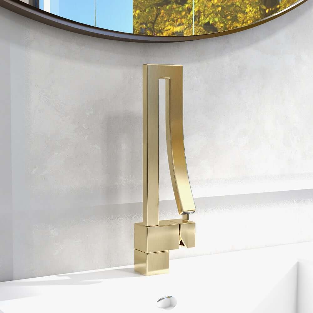 Modern Brass Waterfall Bathroom Faucet with Single Handle