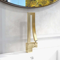Modern Brass Waterfall Bathroom Faucet with Single Handle