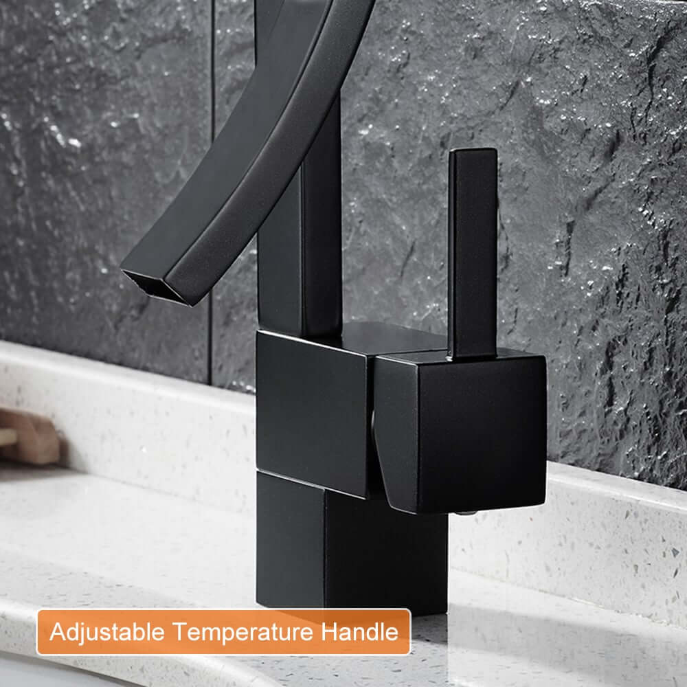 Modern Brass Waterfall Bathroom Faucet with Single Handle