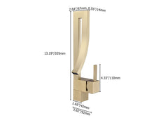 Modern Brass Waterfall Bathroom Faucet with Single Handle Dimensions