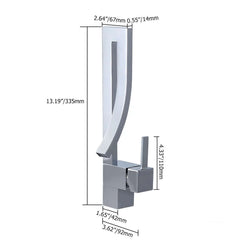 Modern Brass Waterfall Bathroom Faucet with Single Handle Dimensions