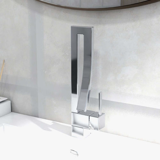 Modern Brass Waterfall Bathroom Faucet with Single Handle Main Product Image