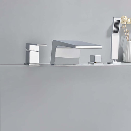 Modern Brass Waterfall Bathtub Faucet with Hand Shower