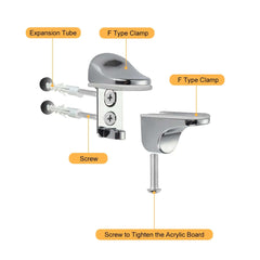 Modern Brown Acrylic Floating Shelves - 3 Tier Wall Mounted Storage