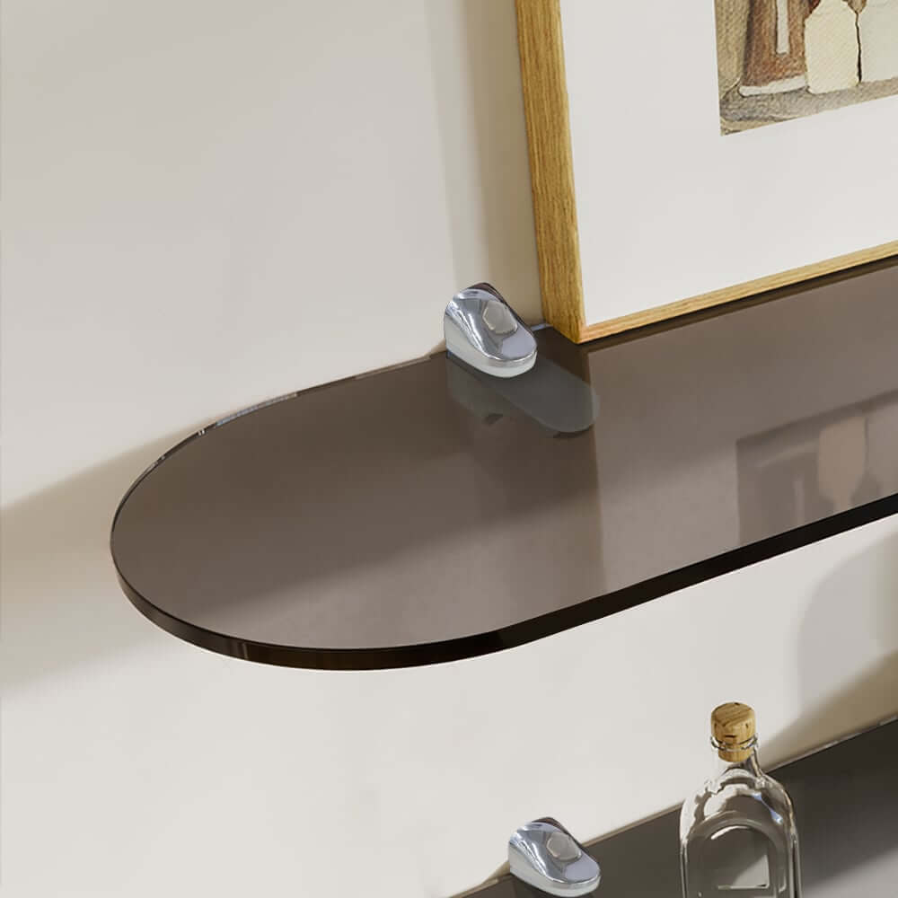 Modern Brown Acrylic Floating Shelves - 3 Tier Wall Mounted Storage