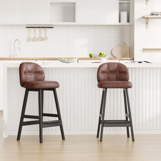 Modern Brown Faux Leather Counter Stools With Full Back Main Product Image