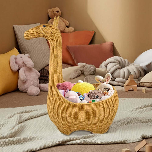 Modern Brown PP Rattan Giraffe Toy Organizer for Kids' Rooms