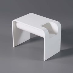 Modern C-Shaped Side Table With Storage - Natural Finish
