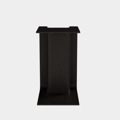 Modern C-Shaped Side Table With Storage - Natural Finish