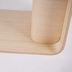 Modern C-Shaped Side Table With Storage - Natural Finish