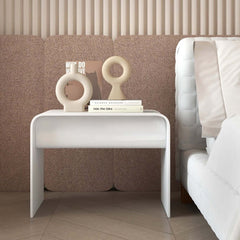 Modern C-Shaped Side Table With Storage - Natural Finish
