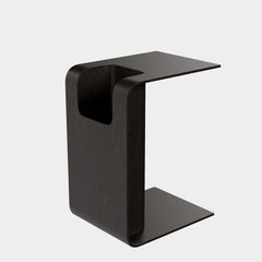 Modern C-Shaped Side Table With Storage - Natural Finish