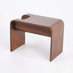 Modern C-Shaped Side Table With Storage - Natural Finish