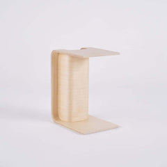 Modern C-Shaped Side Table With Storage - Natural Finish