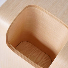 Modern C-Shaped Side Table With Storage - Natural Finish