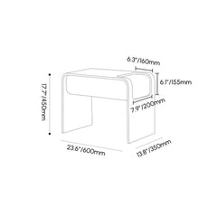 Modern C-Shaped Side Table With Storage - Natural Finish Dimensions