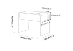 Modern C-Shaped Side Table With Storage - Natural Finish Dimensions