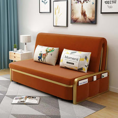 Modern Caramel Velvet Sofa Bed With Storage - Armless