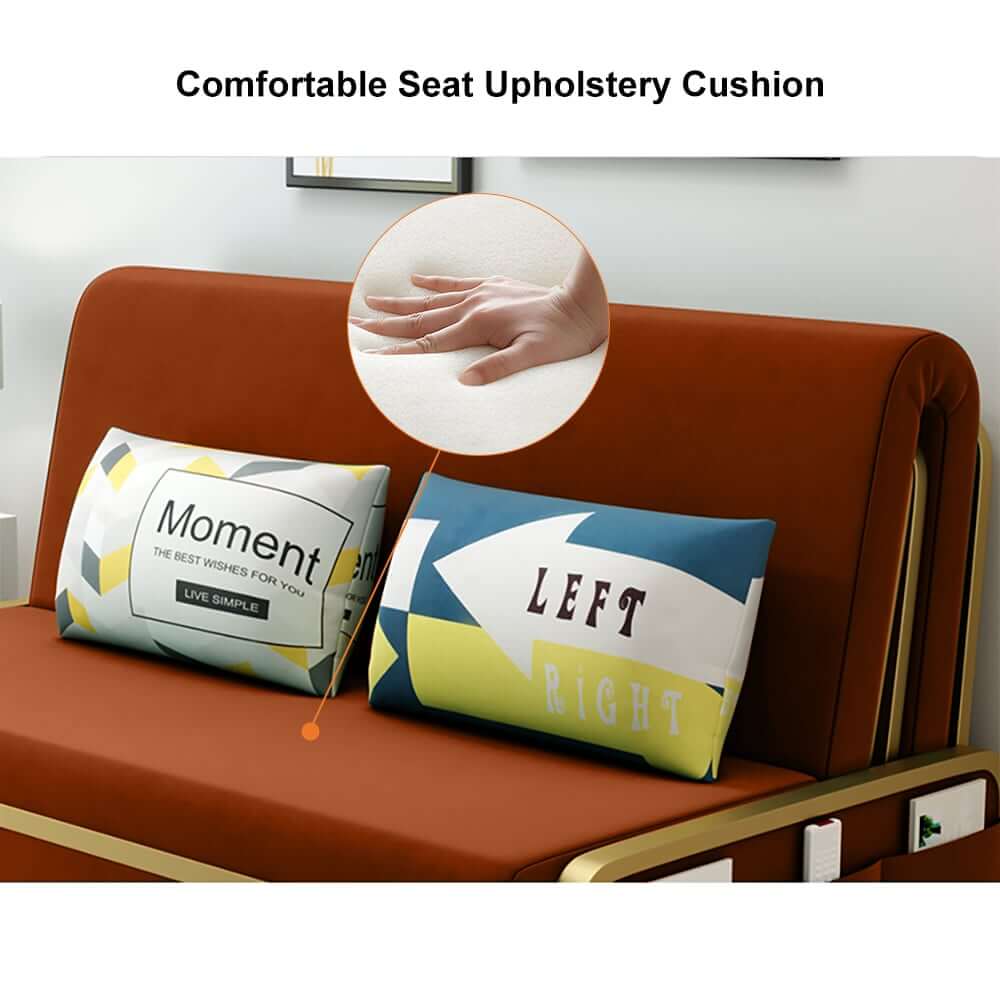 Modern Caramel Velvet Sofa Bed With Storage - Armless