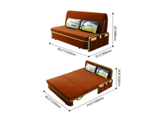 Modern Caramel Velvet Sofa Bed With Storage - Armless Dimensions