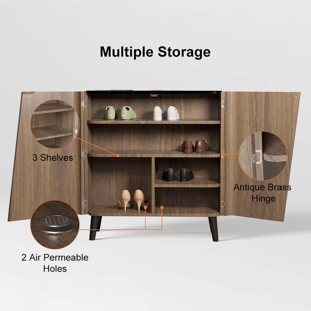 Modern Carbon Steel Shoe Cabinet with Shelves and Doors