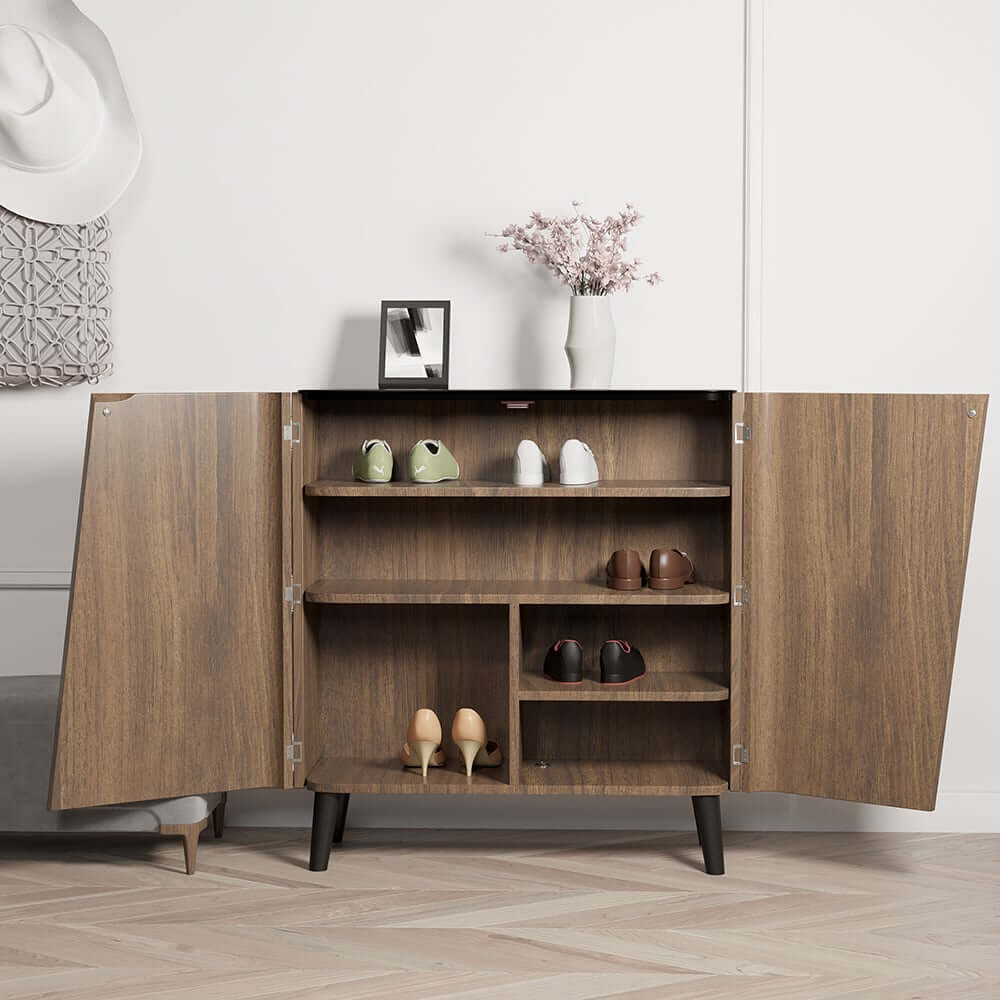 Modern Carbon Steel Shoe Cabinet with Shelves and Doors