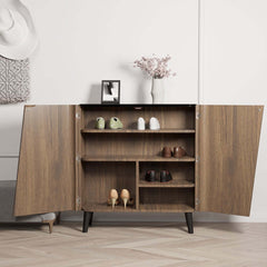 Modern Carbon Steel Shoe Cabinet with Shelves and Doors