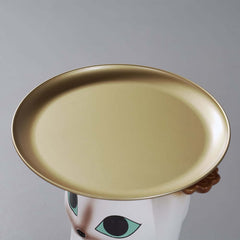 Modern Cat Side Table With Gold Tray - Whimsical Design