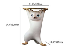 Modern Cat Side Table With Gold Tray - Whimsical Design Dimensions