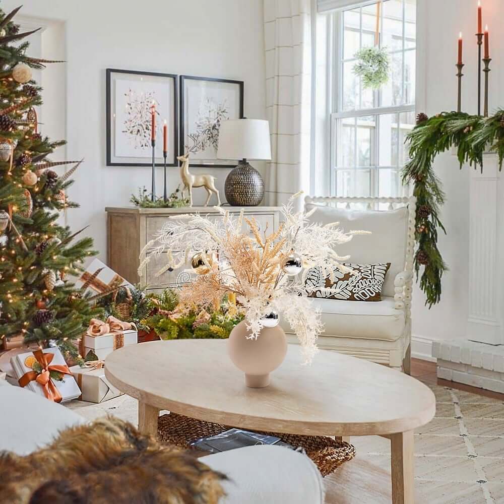 Modern Ceramic Floral Arrangement with Artificial Flowers and White Planter