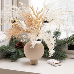 Modern Ceramic Floral Arrangement with Artificial Flowers and White Planter
