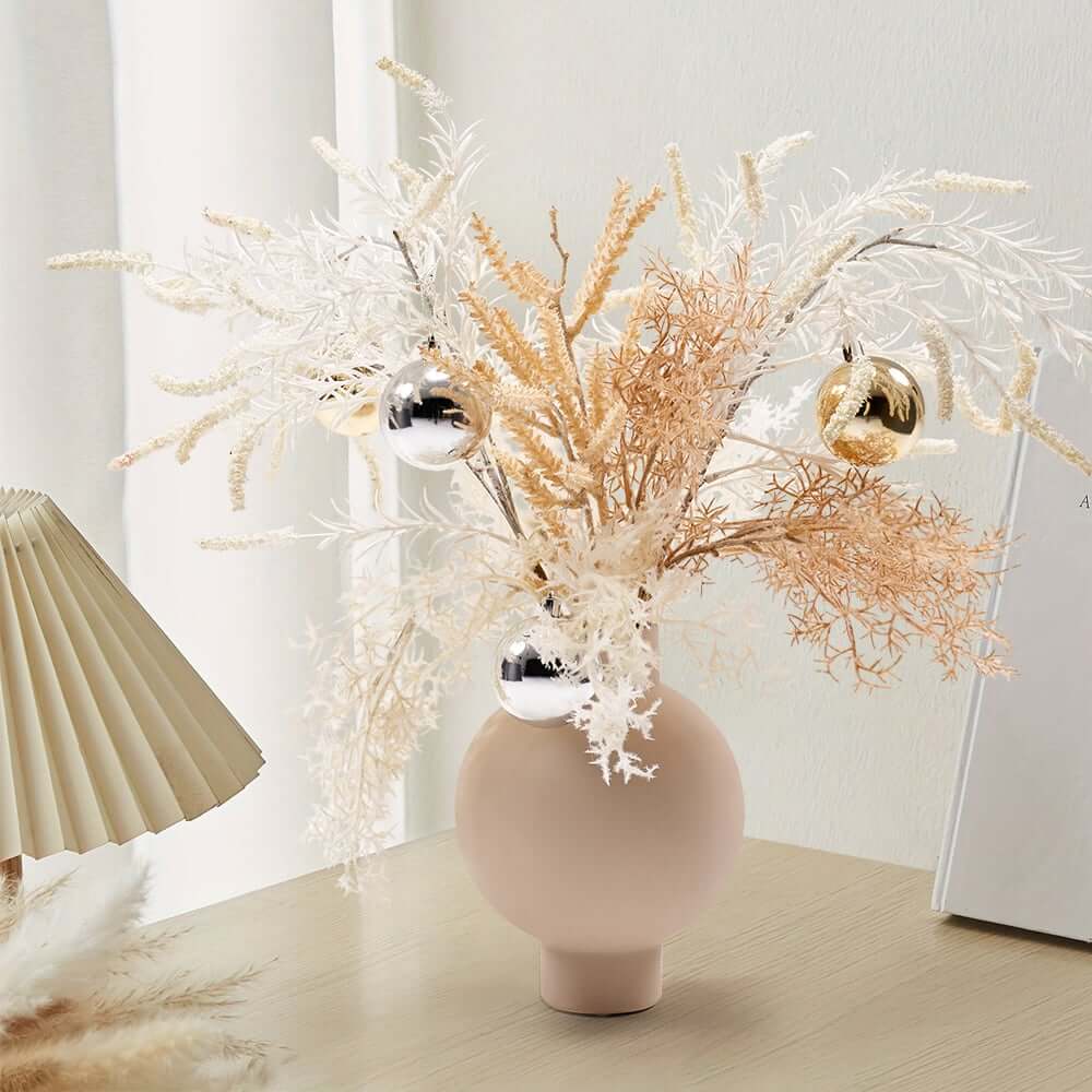 Modern Ceramic Floral Arrangement with Artificial Flowers and White Planter