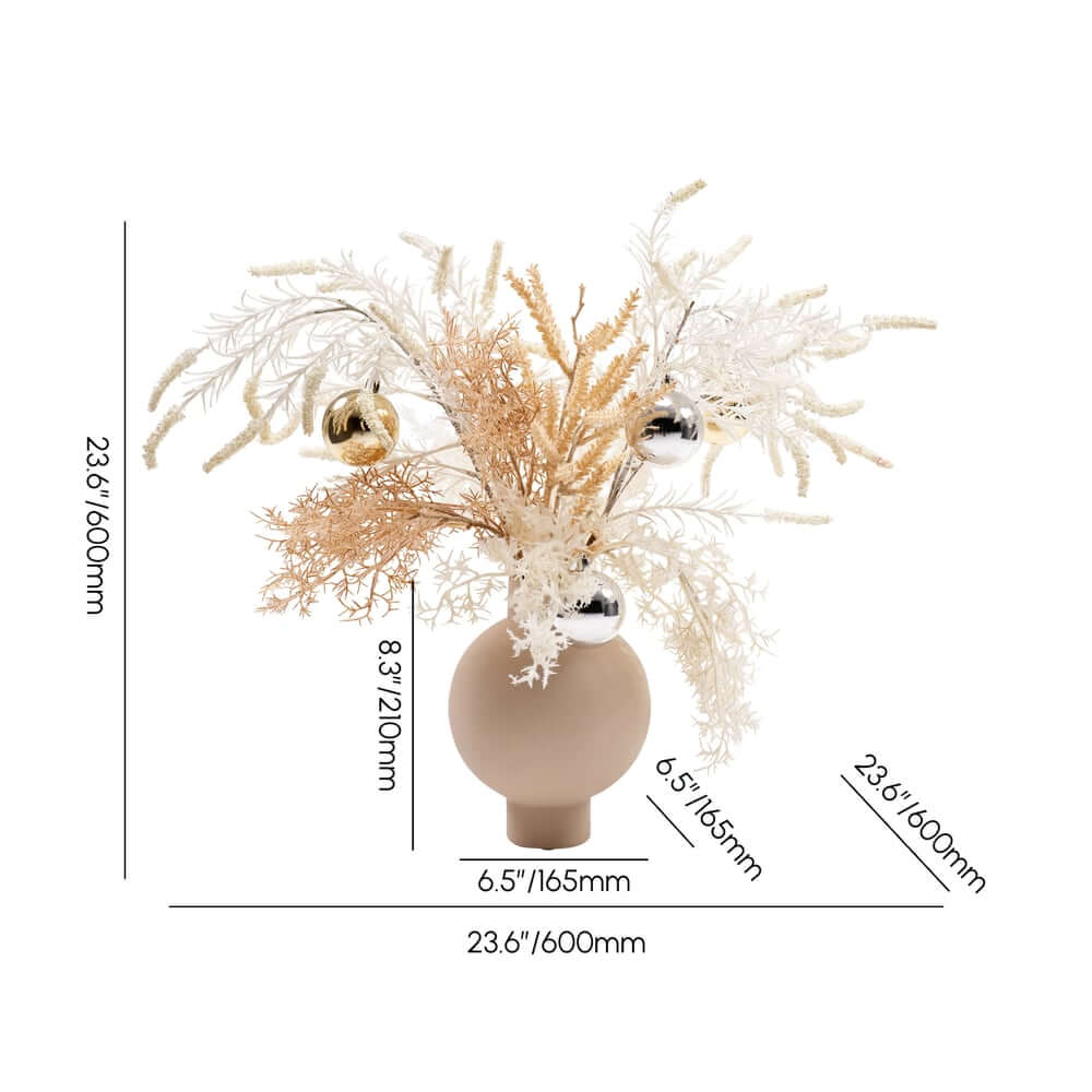 Modern Ceramic Floral Arrangement with Artificial Flowers and White Planter Dimensions