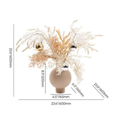 Modern Ceramic Floral Arrangement with Artificial Flowers and White Planter Dimensions