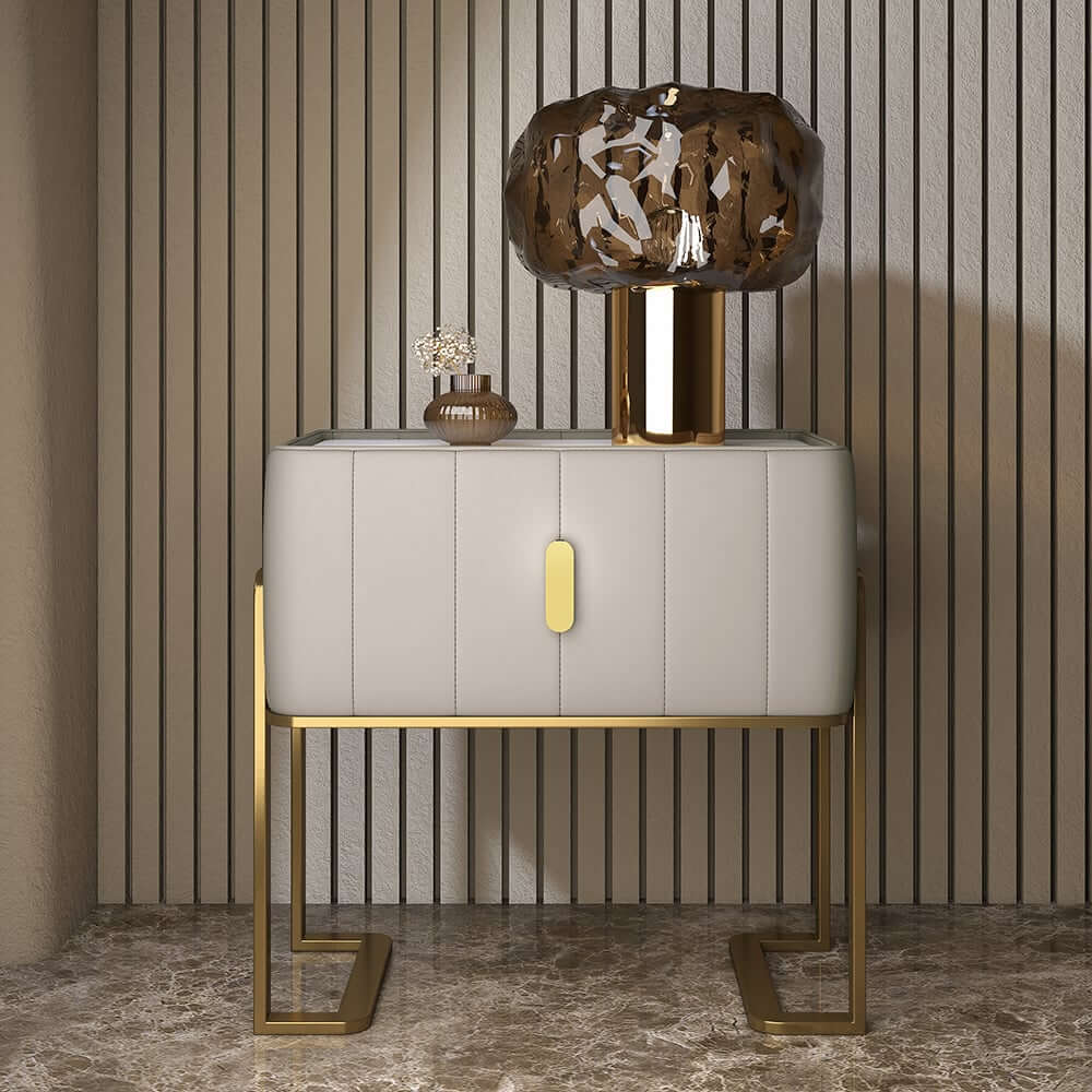 Modern Champagne Nightstand With Sintered Stone Top