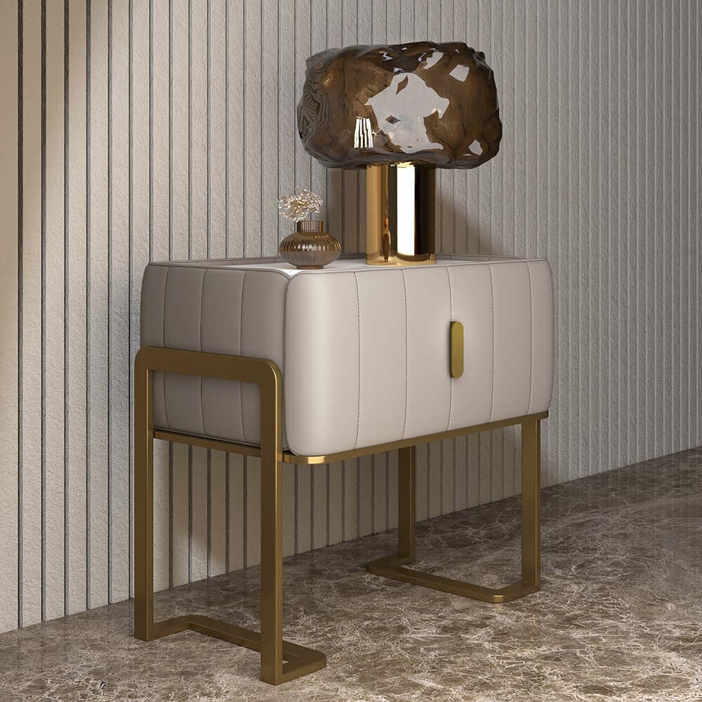 Modern Champagne Nightstand With Sintered Stone Top