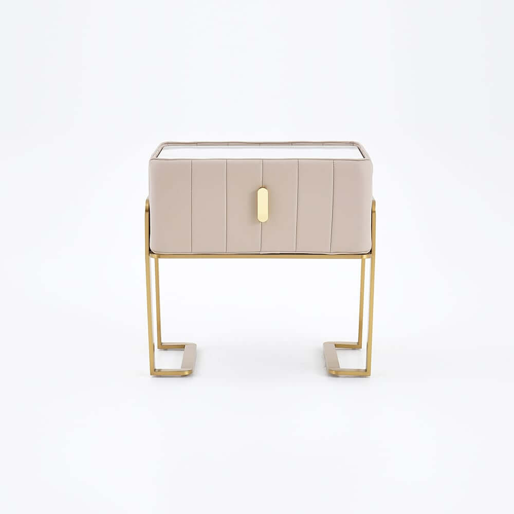 Modern Champagne Nightstand With Sintered Stone Top