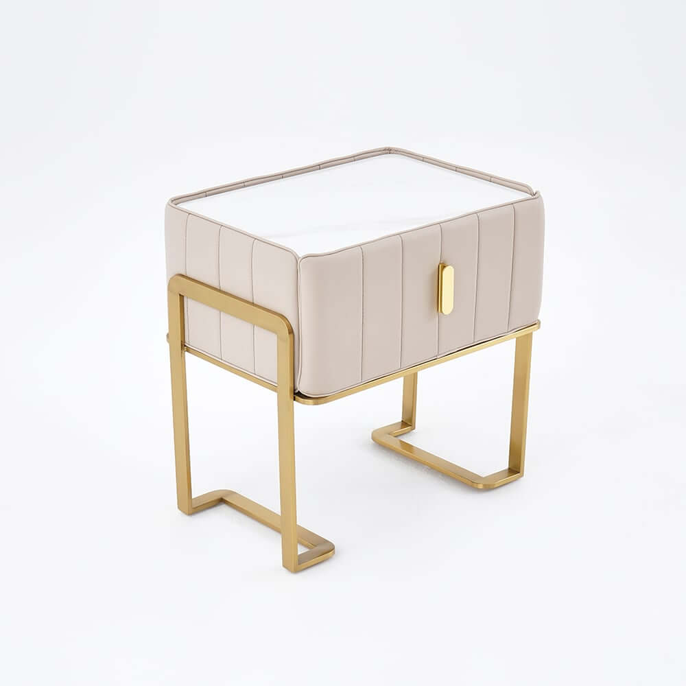 Modern Champagne Nightstand With Sintered Stone Top