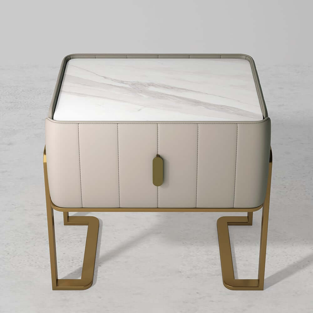 Modern Champagne Nightstand With Sintered Stone Top