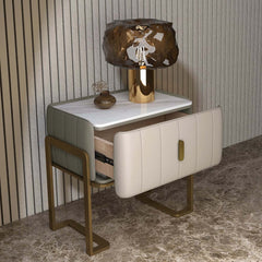 Modern Champagne Nightstand With Sintered Stone Top