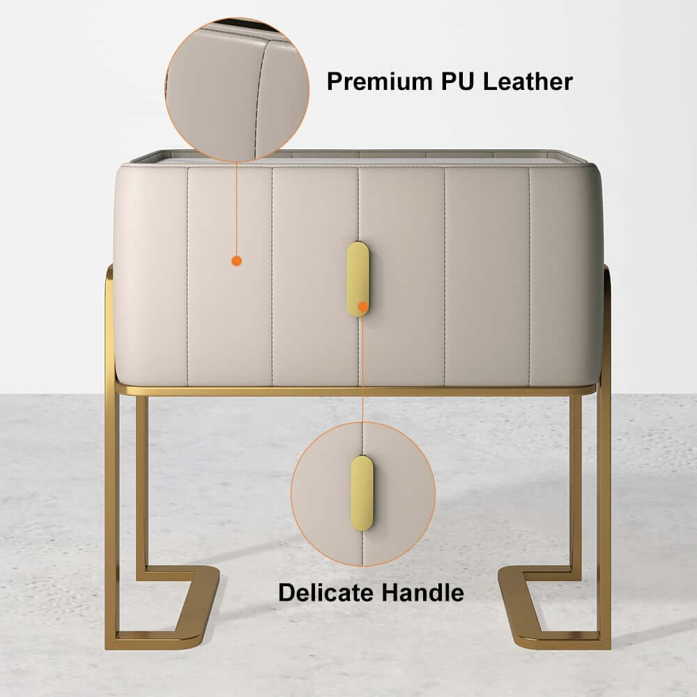 Modern Champagne Nightstand With Sintered Stone Top